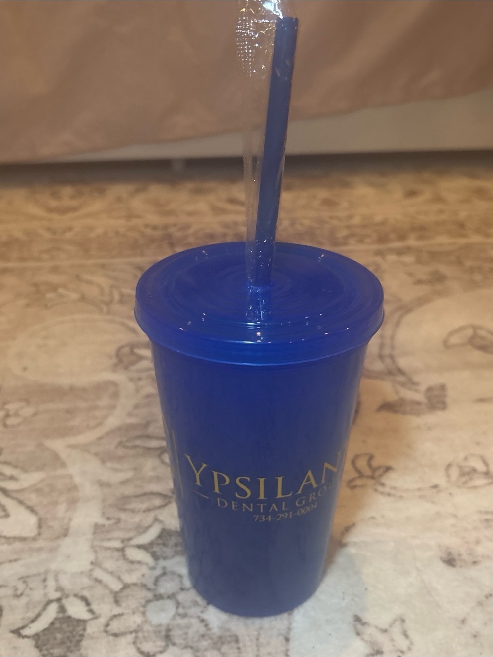 Blue Straw with Cup